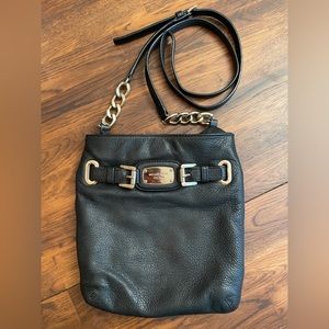 Michael Kors black leather cross-body purse
